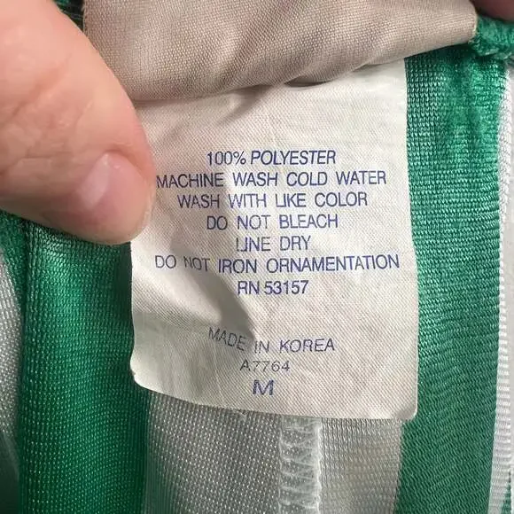 1990s NBA Green White Striped Hardwood Classics Warm-up Pants W Side Snaps